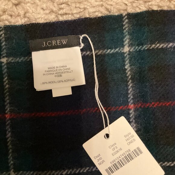J.Crew plaid cape scarf. Color: Navy, Green, Red. Item # H0130.  80"H x 27.5"W. - Picture 9 of 10